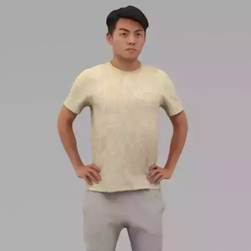 A Strong Young Man Posing In Akimbo In Half Body Portrait 