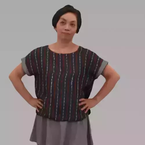 A Middle-age Woman Posing In Akimbo In Half Body Portrait 