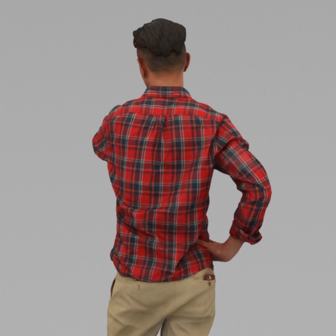 A Serious Man Looking At His Watch In Half Body Portrait  3D model_3