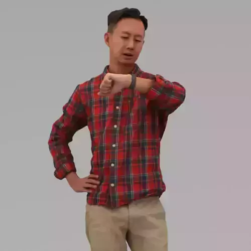 A Serious Man Looking At His Watch In Half Body Portrait 