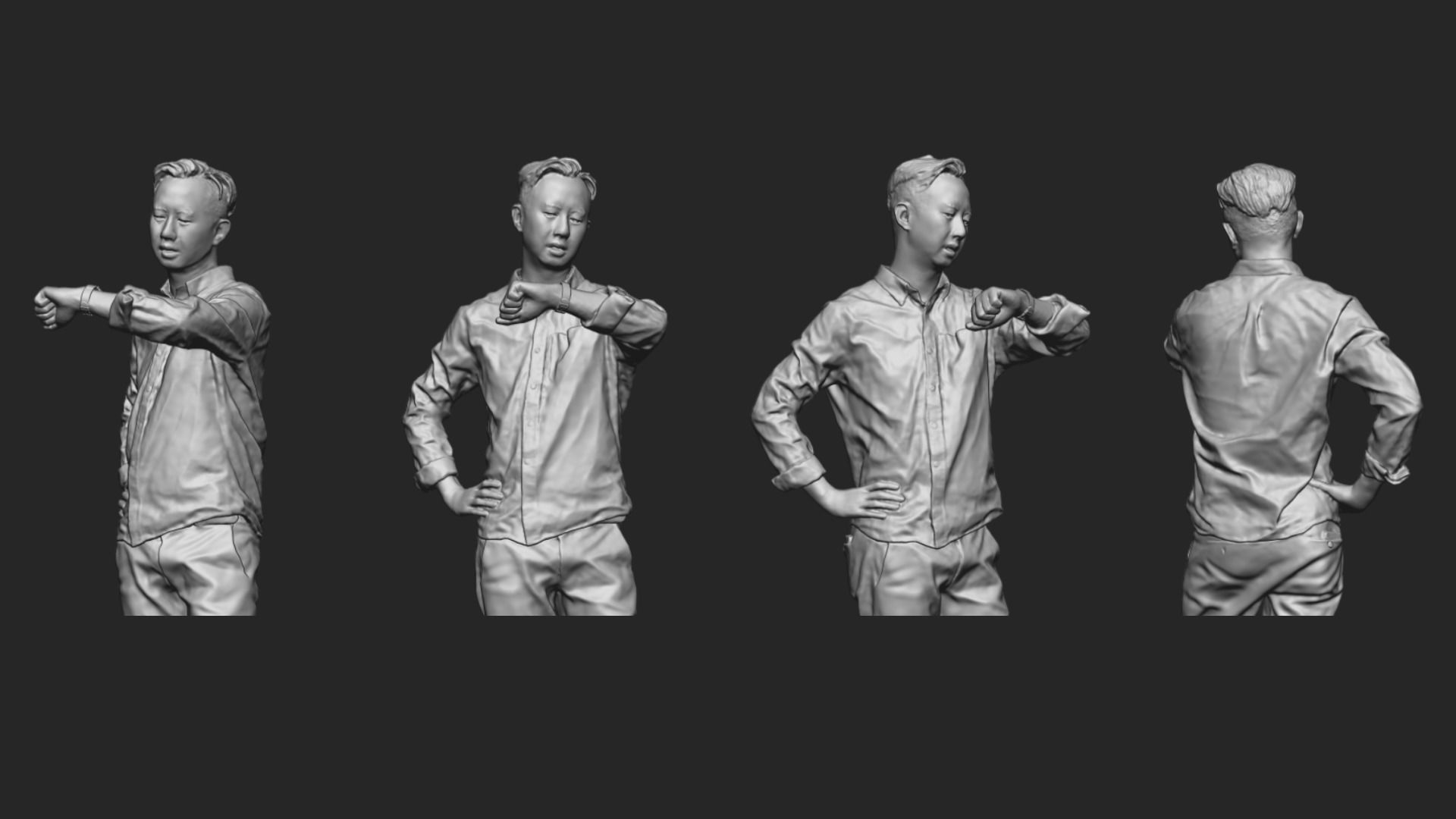 A Serious Man Looking At His Watch In Half Body Portrait  3D model_5