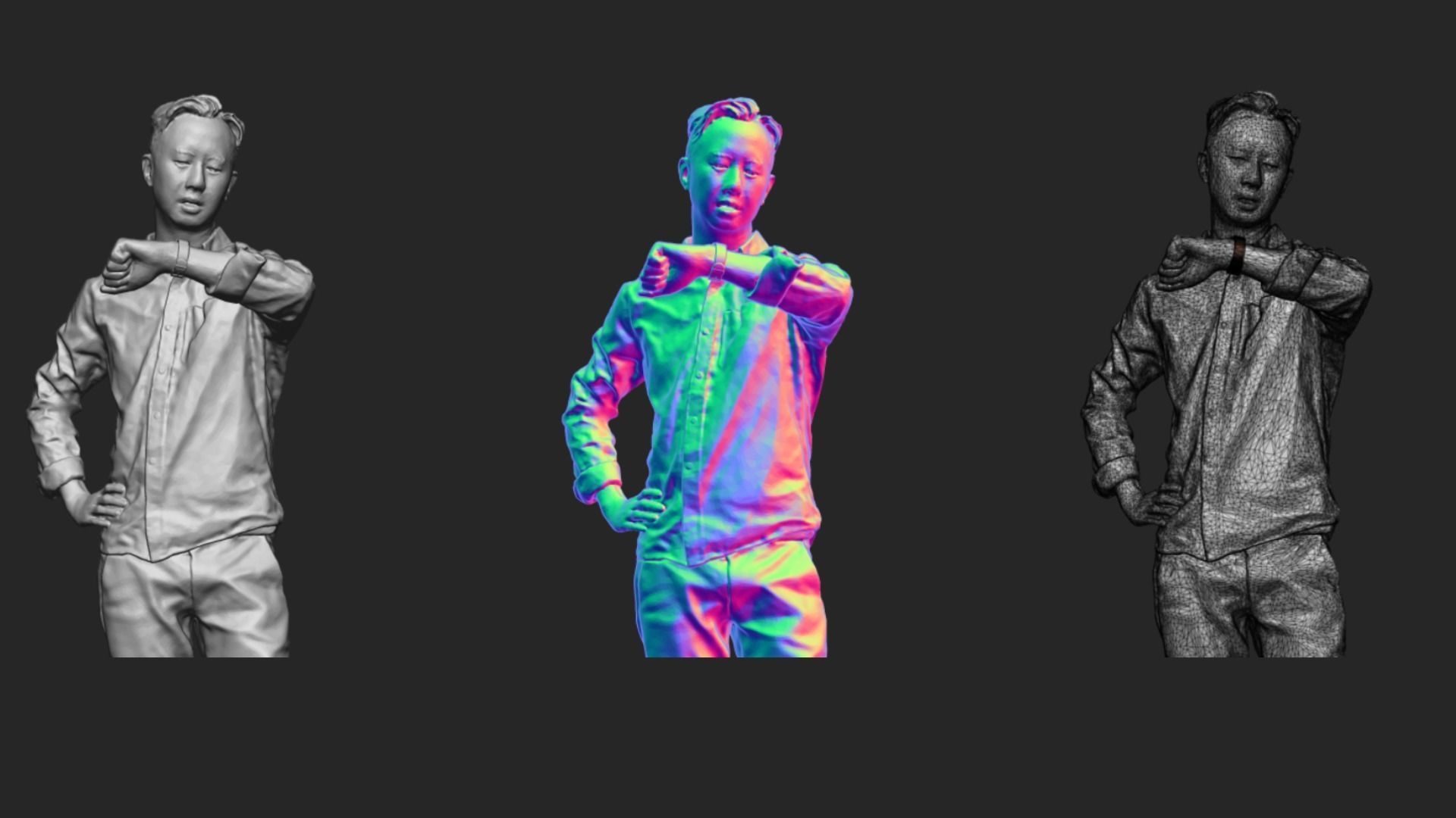 A Serious Man Looking At His Watch In Half Body Portrait  3D model_6