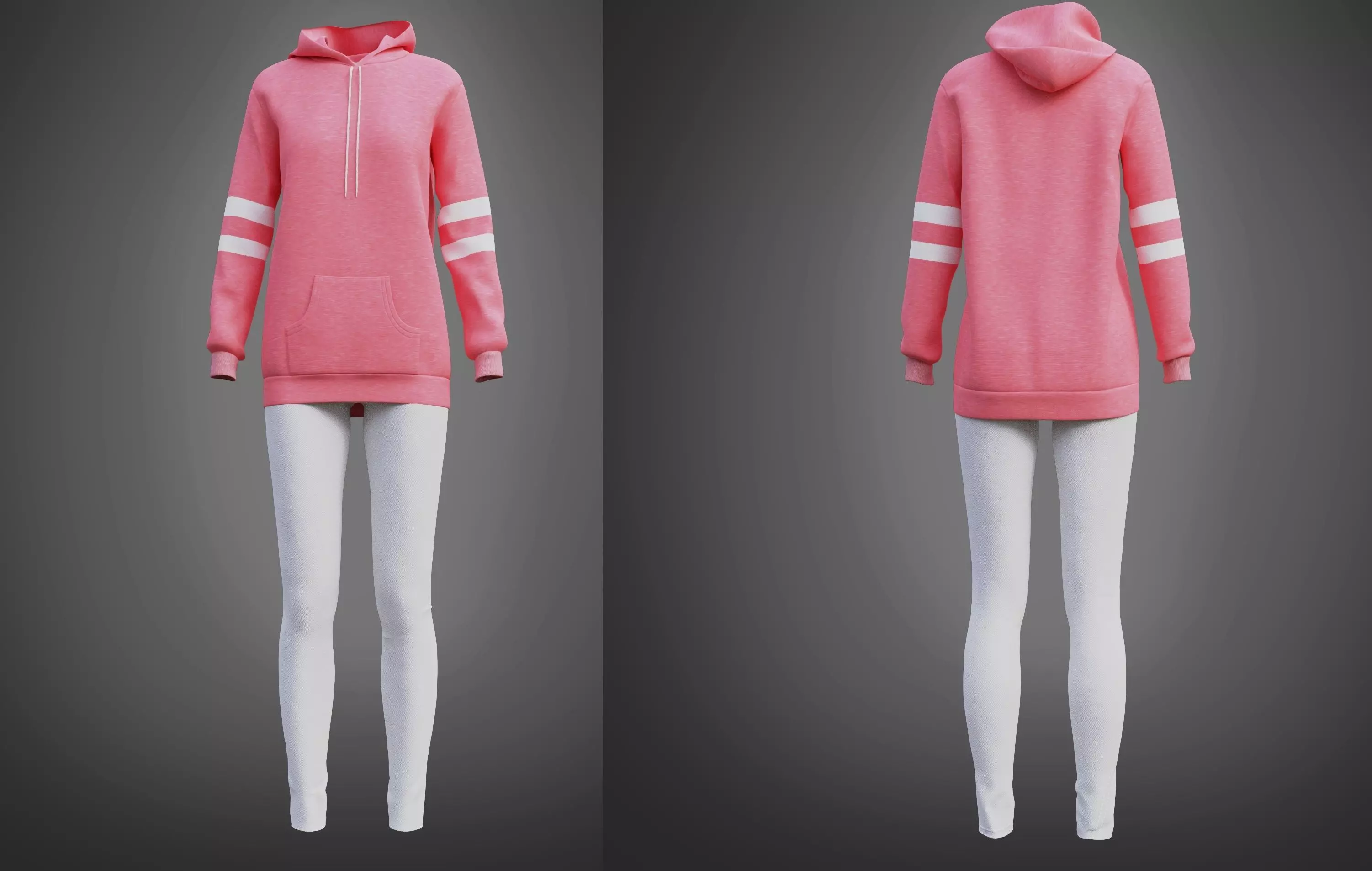 Cute outfit - pink oversized hoodie and leggings 3D model