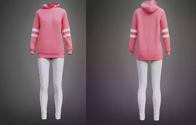 Cute outfit - pink oversized hoodie and leggings