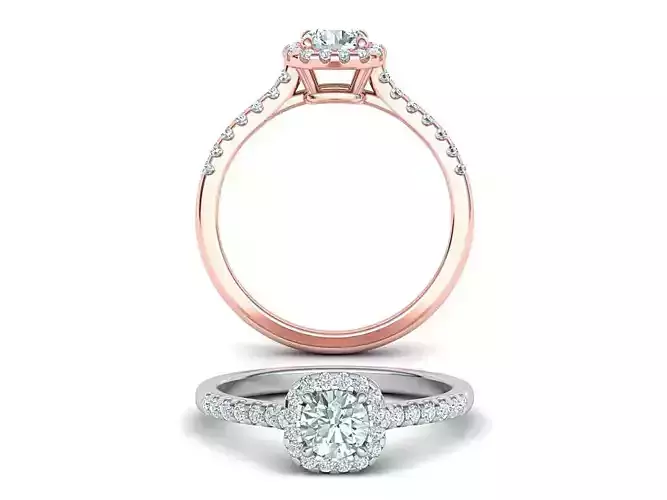 Classic Halo ring Cushion halo Half Carat Stone 3dmodel 3D print model