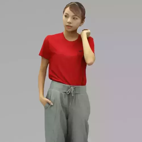 A Cool Young Woman Walking Along In Half Body Portrait 