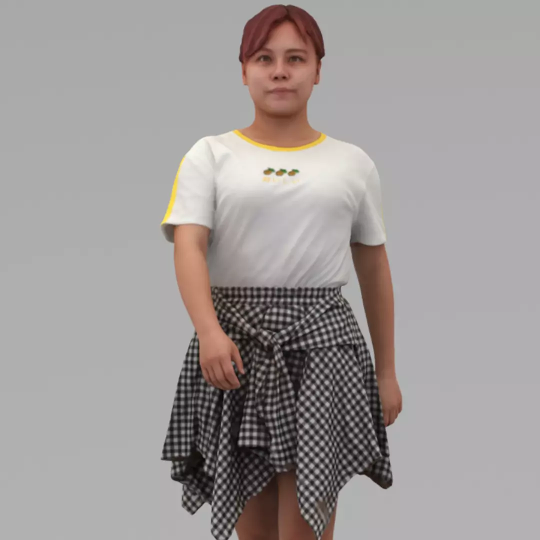 A Fat Woman Walking Along In Half Body Portrait 3D model