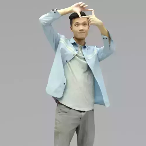 A Handsome Man Looking And Focusing In Half Body Portrait 