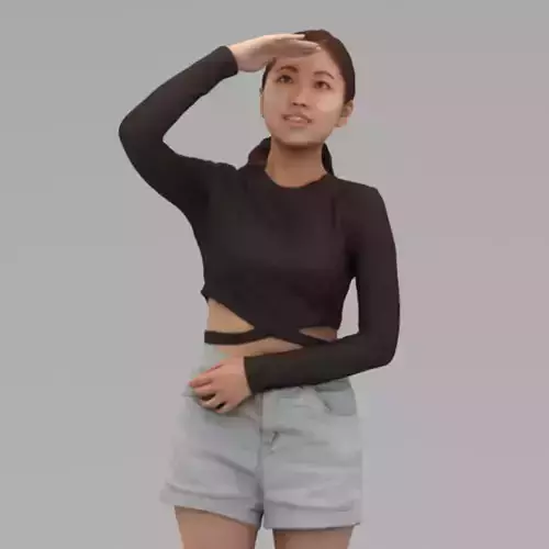 A Young Woman Looking In Half Body Portrait 