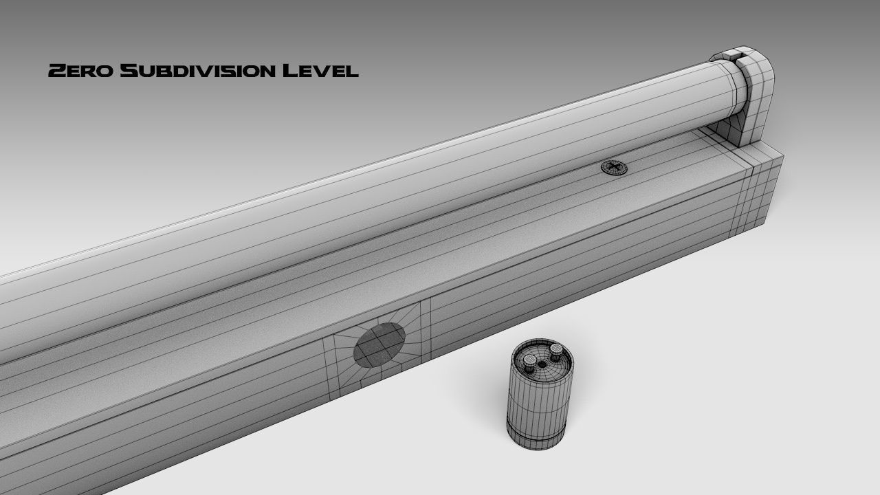Single Fluorescent Tube Fixture Low-poly 3D model_14