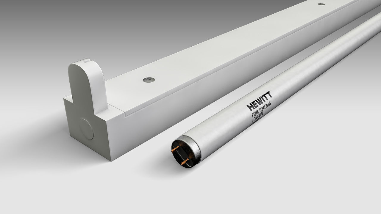 Single Fluorescent Tube Fixture Low-poly 3D model_5