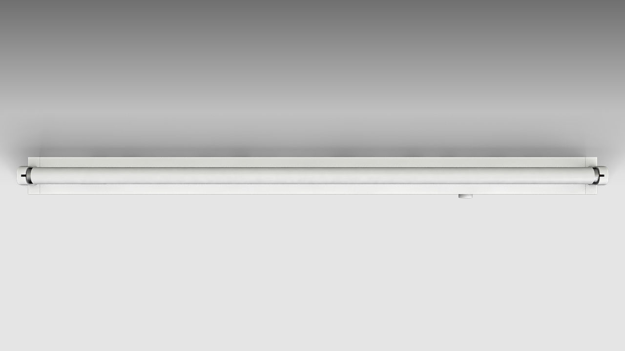 Single Fluorescent Tube Fixture Low-poly 3D model_2