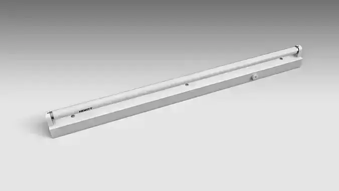 Single Fluorescent Tube Fixture Low-poly 3D model