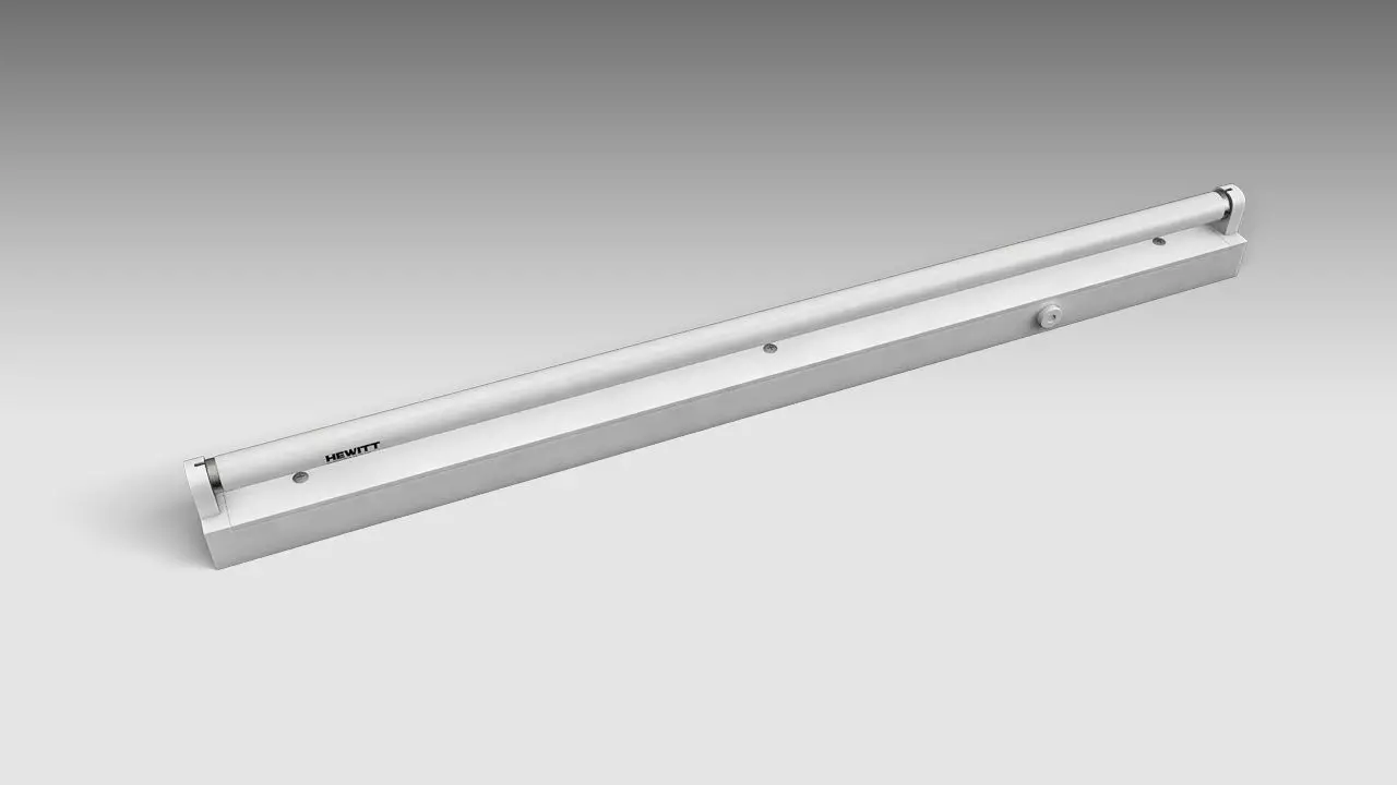 Single Fluorescent Tube Fixture Low-poly 3D model_0