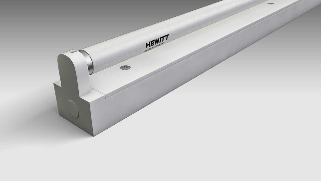 Single Fluorescent Tube Fixture Low-poly 3D model_4