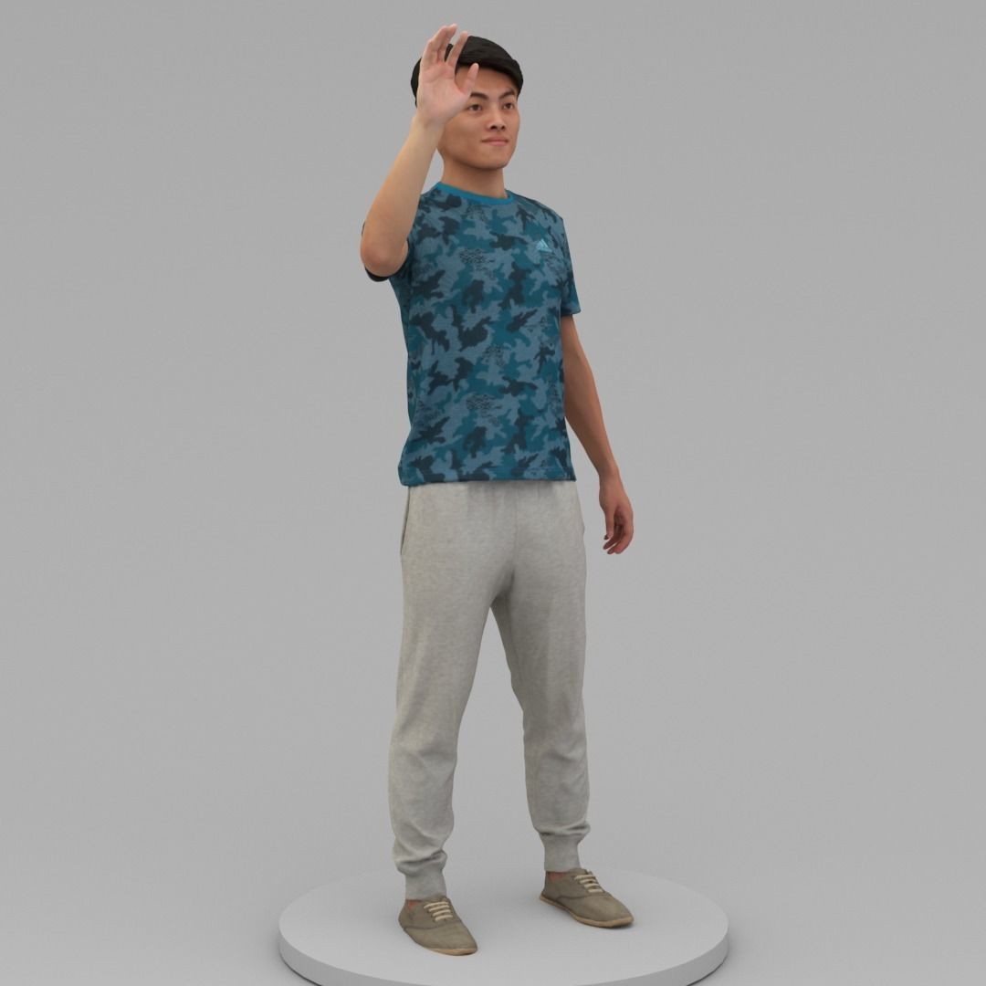 A Strong Man Saying Hi 3D model_2