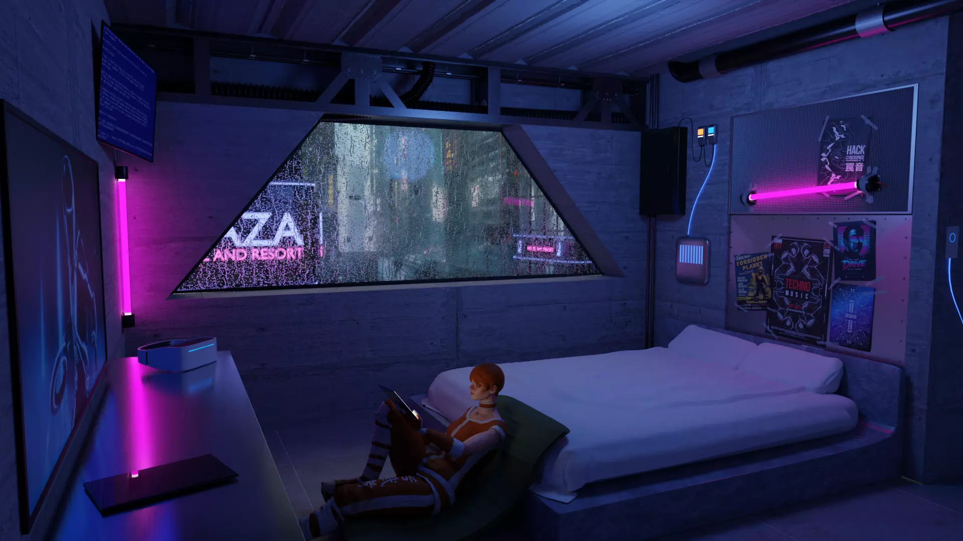 Cyberpunk Apartment Scene - High Detail 3D model_0