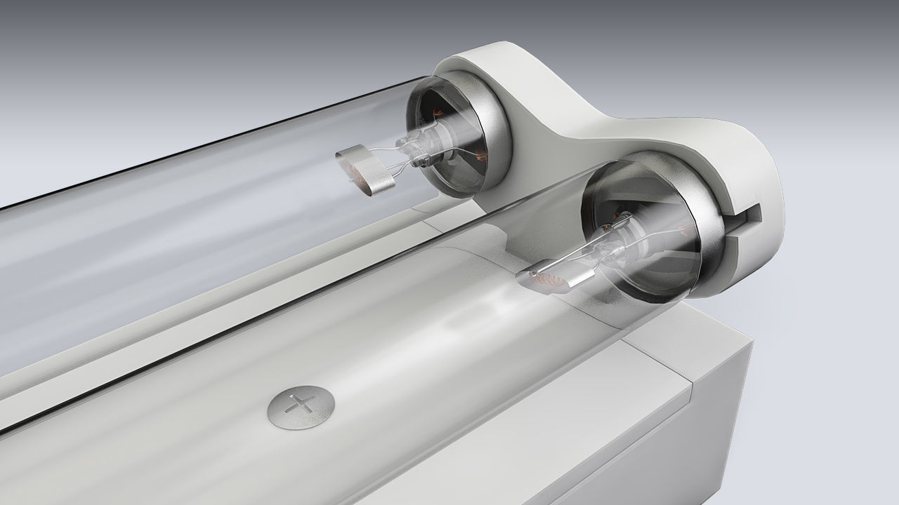 Double Fluorescent Tube Fixture Low-poly 3D model_2