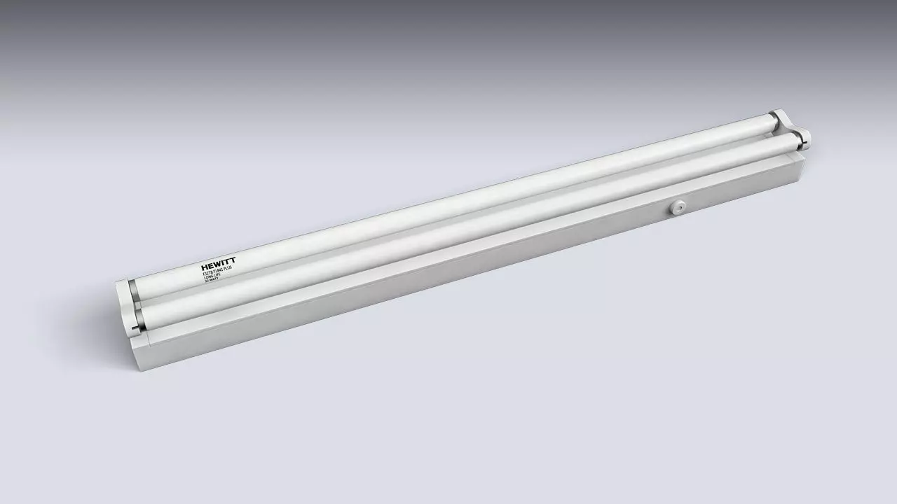 Double Fluorescent Tube Fixture Low-poly 3D model_0
