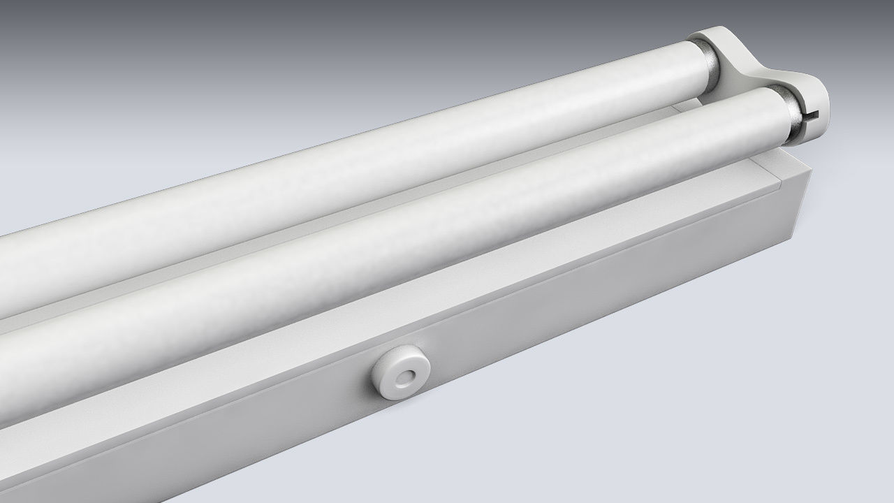 Double Fluorescent Tube Fixture Low-poly 3D model_7