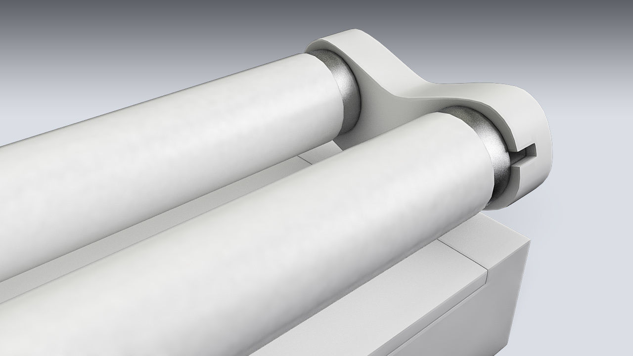 Double Fluorescent Tube Fixture Low-poly 3D model_9