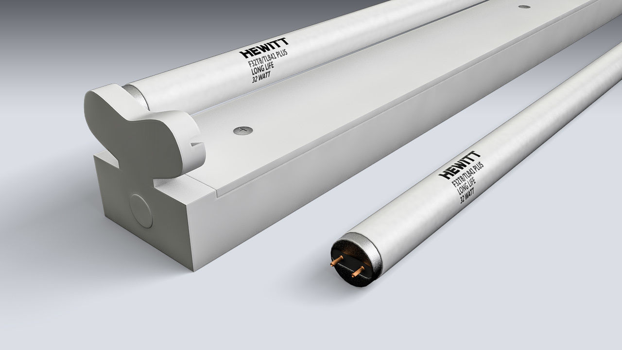 Double Fluorescent Tube Fixture Low-poly 3D model_4