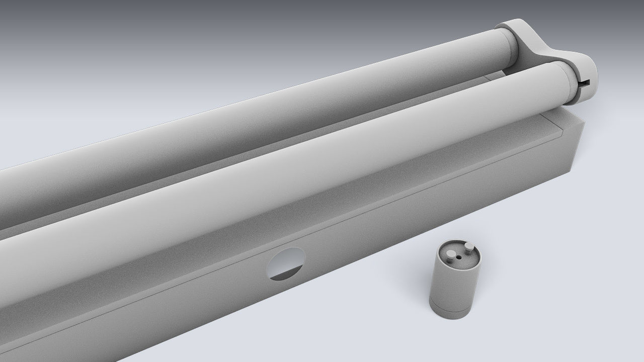 Double Fluorescent Tube Fixture Low-poly 3D model_14