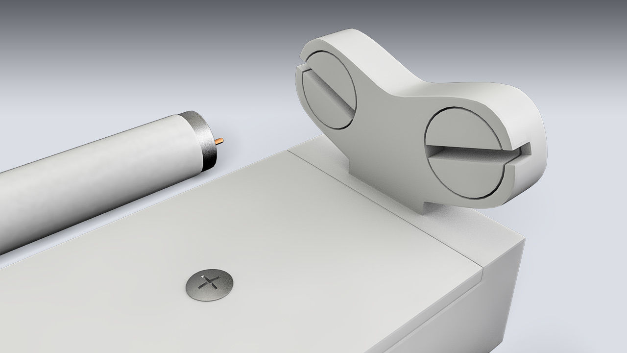 Double Fluorescent Tube Fixture Low-poly 3D model_10