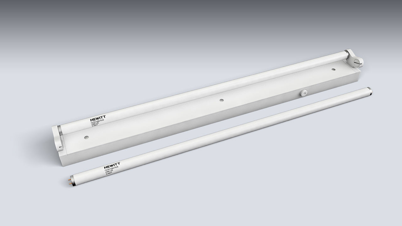 Double Fluorescent Tube Fixture Low-poly 3D model_1