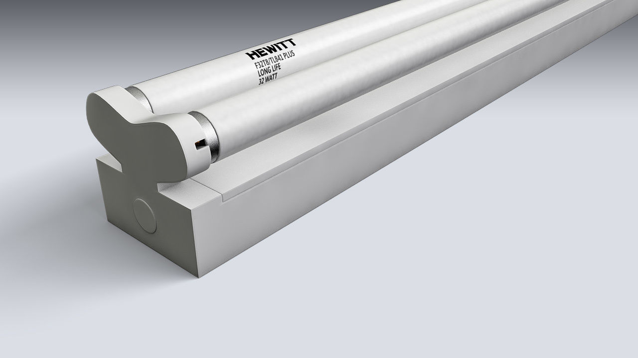 Double Fluorescent Tube Fixture Low-poly 3D model_3