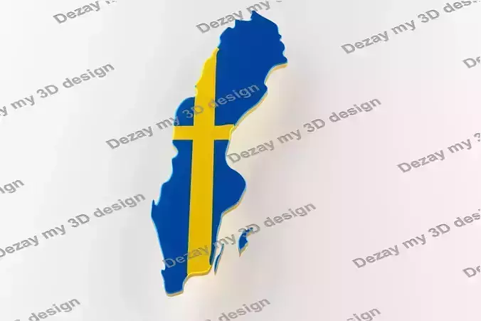 Map of Sweden land border with flag