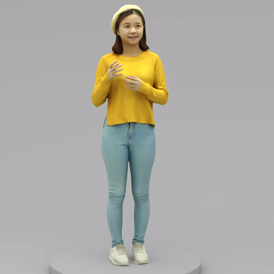 A Young Woman Talking To Somebody 3D model_0