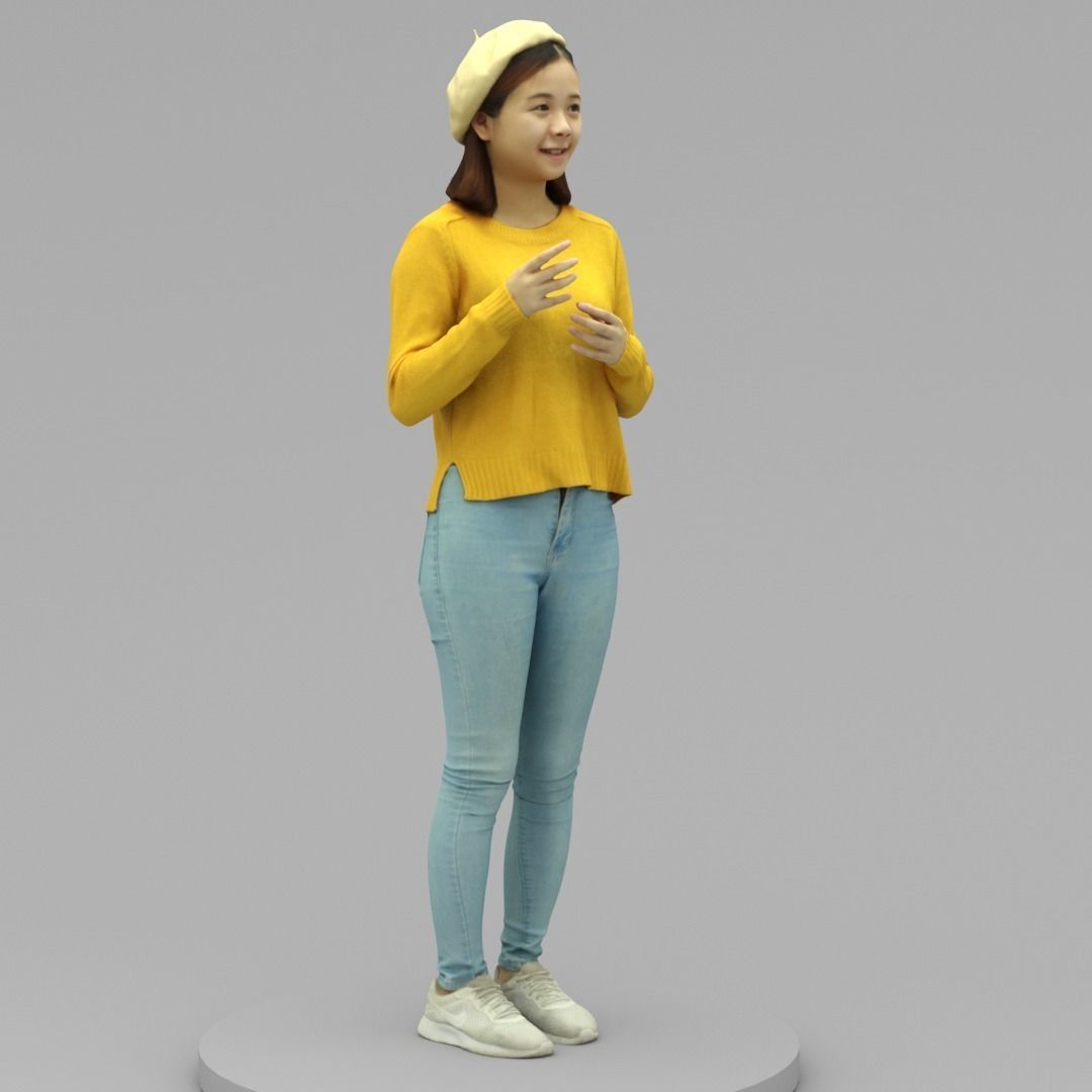 A Young Woman Talking To Somebody 3D model_2