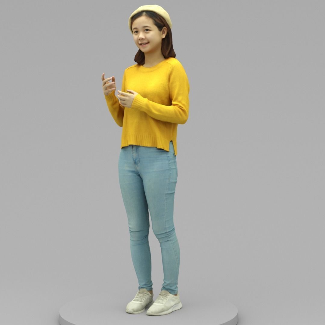 A Young Woman Talking To Somebody 3D model_1