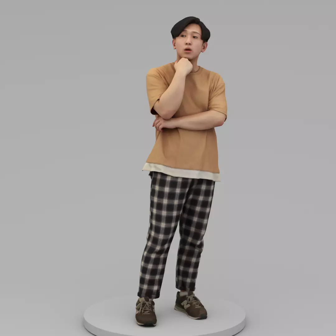 A Relaxed  Young Man Talking To Somebody 3D model_0