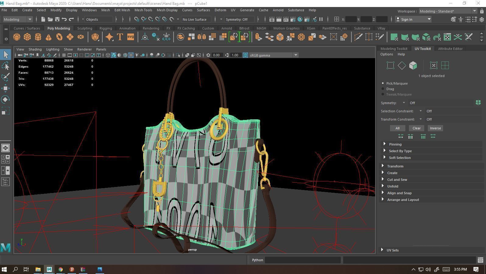 Ladies hand bag Low-poly 3D model_2