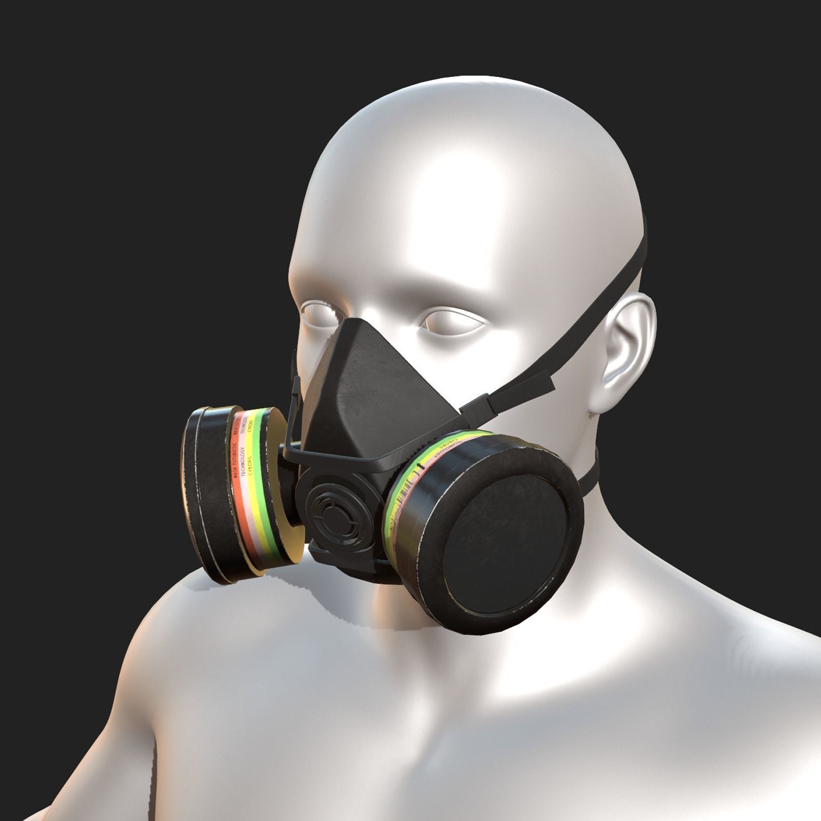 Gas mask helmet 3d safety resperator protection classic  Low-poly 3D model_6