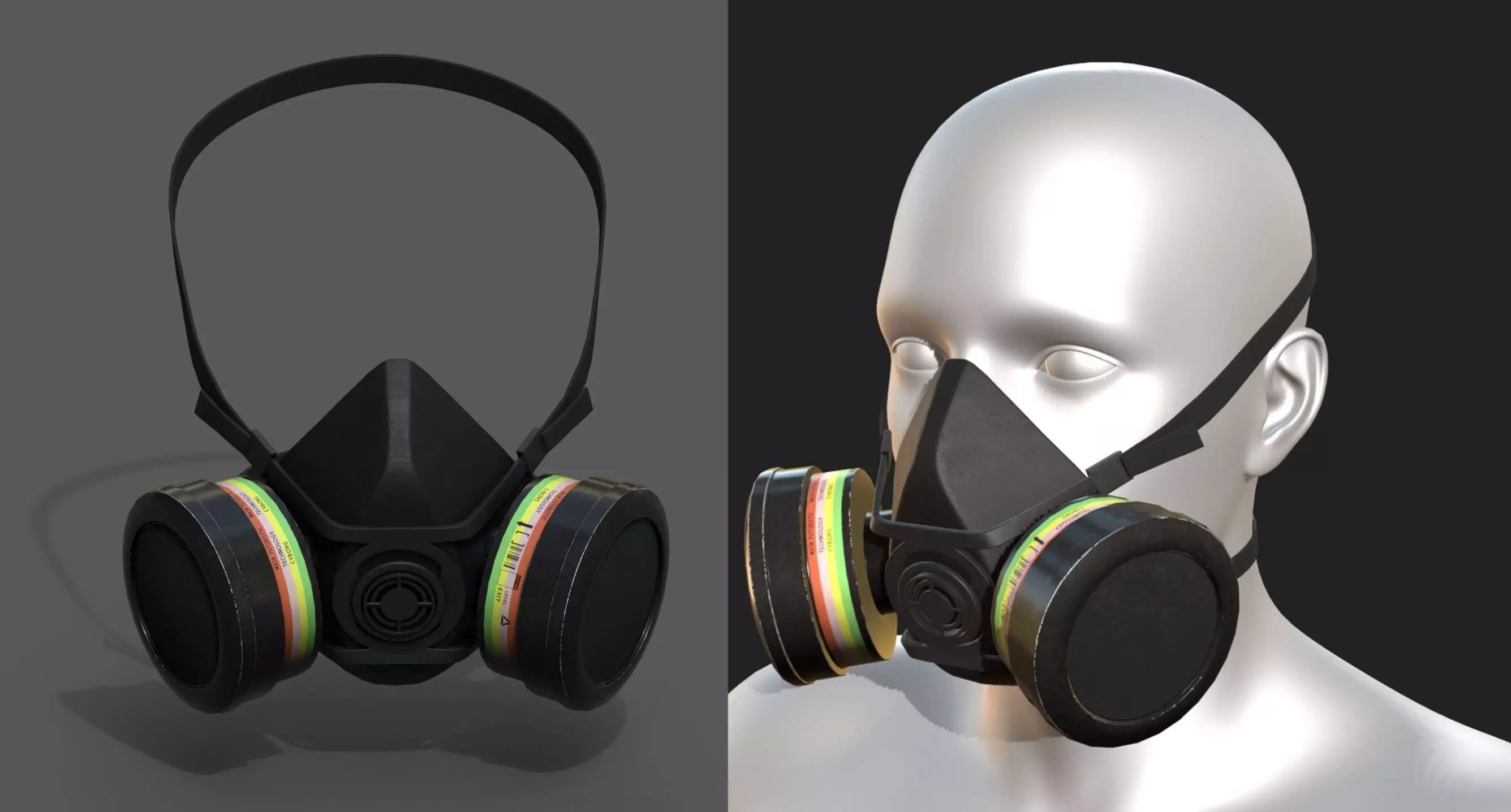 Gas mask helmet 3d safety resperator protection classic  Low-poly 3D model_0