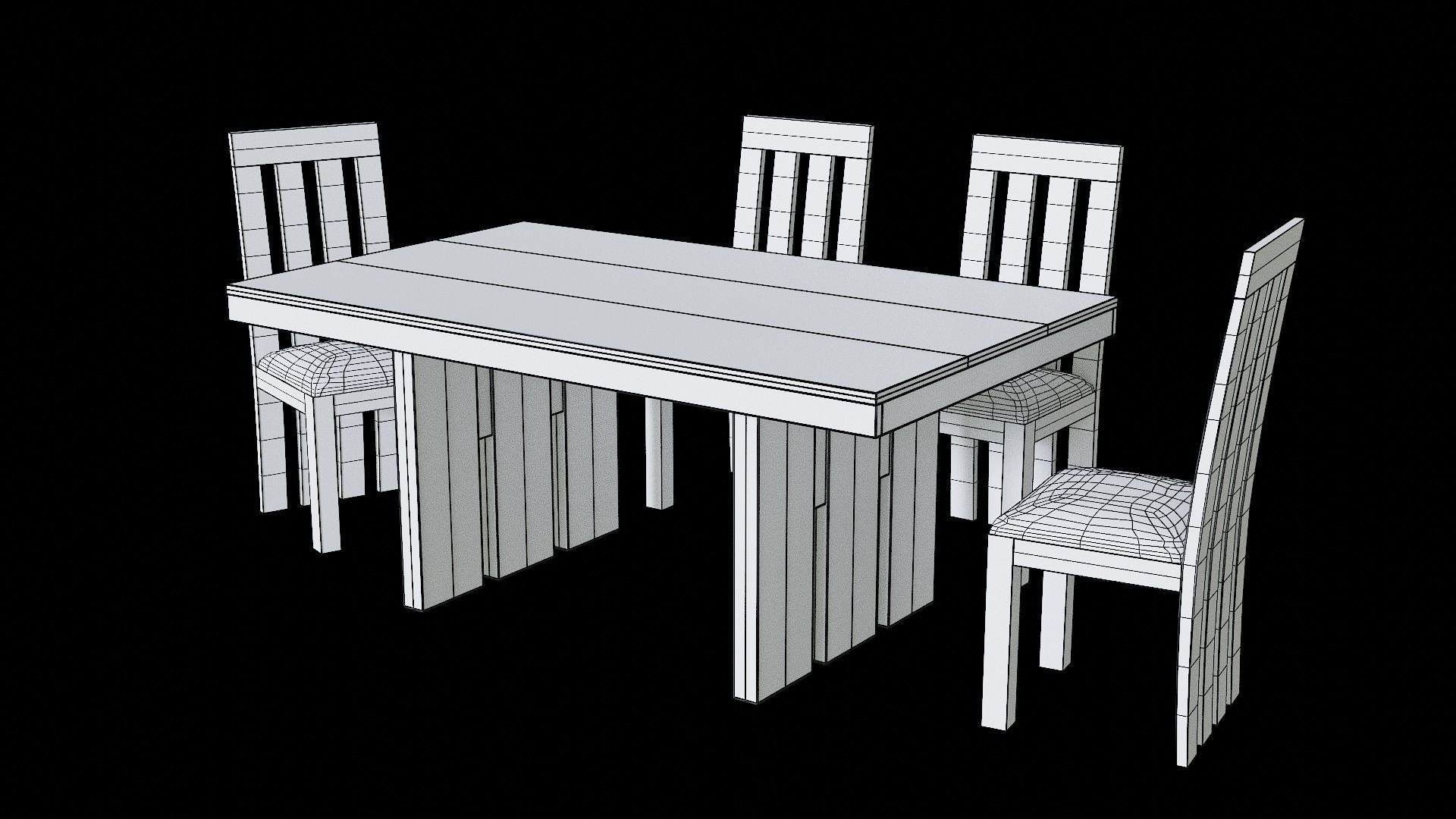 Table set Pack 11 Low-poly 3D model_8