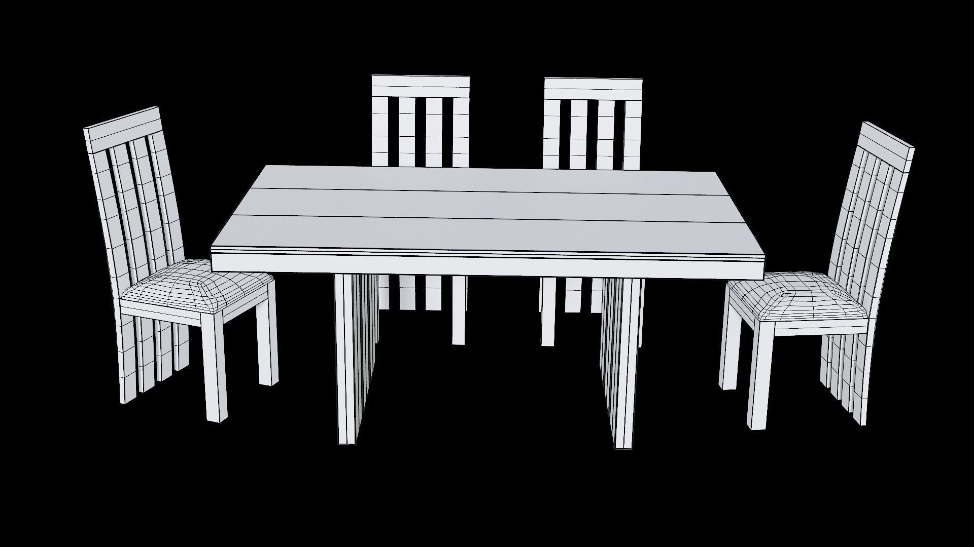 Table set Pack 11 Low-poly 3D model_7