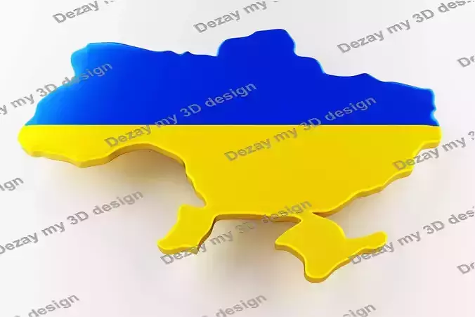 Map of Ukraine land border with flag