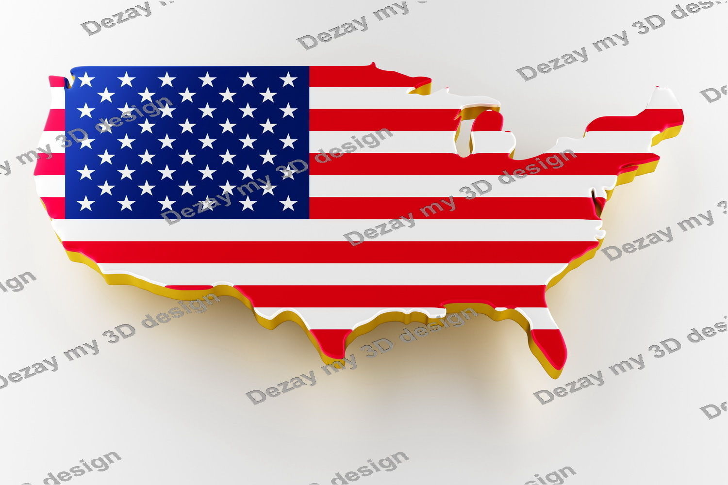 Map of most popular countries land border with flag 3D model_2