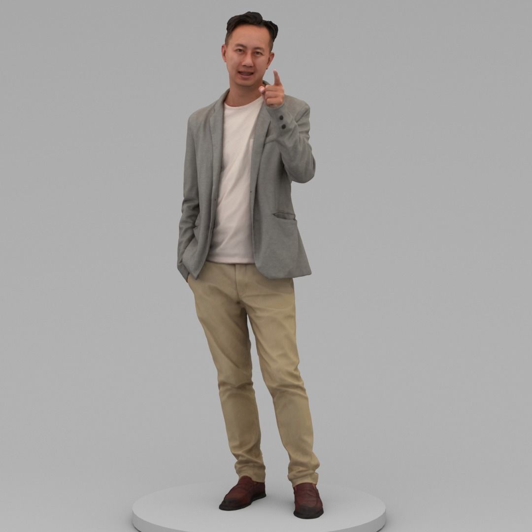 A Middle-aged Man Talking To Somebody 3D model_1