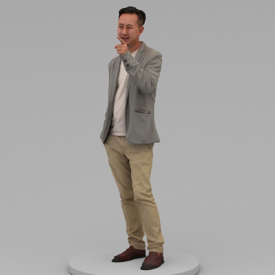 A Middle-aged Man Talking To Somebody 3D model_2