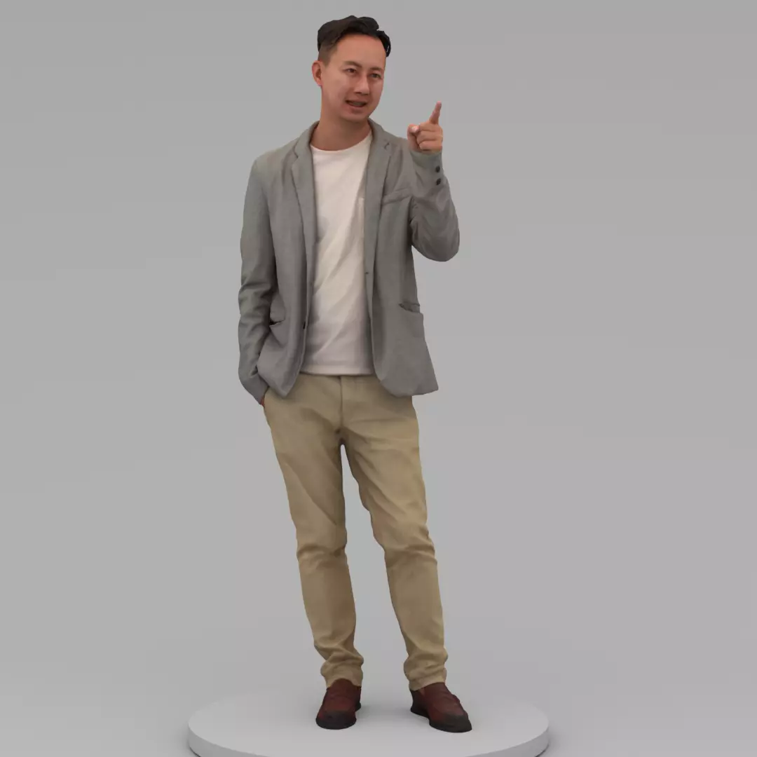 A Middle-aged Man Talking To Somebody 3D model_0