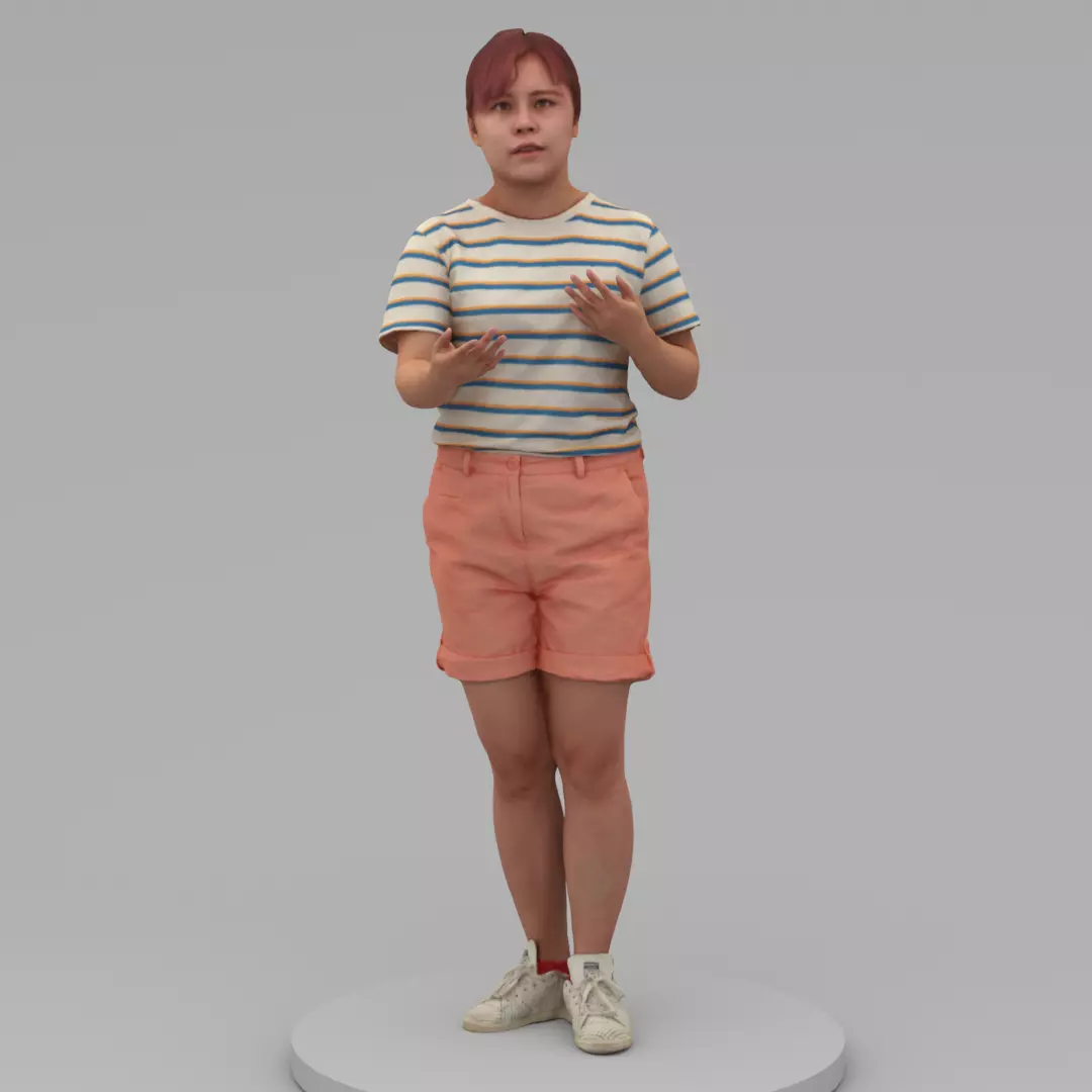 A Fat Woman Talking To Somebody 3D model_0