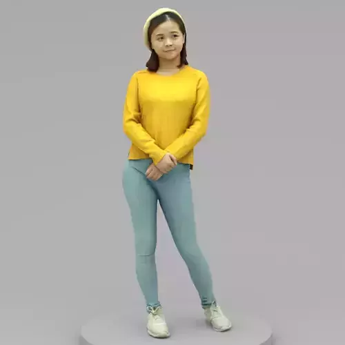 A Young Woman Standing Alone 3D model