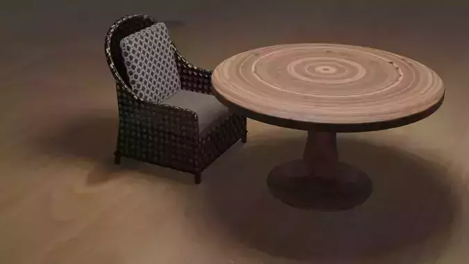 chair001 table and chair Free low-poly 3D model
