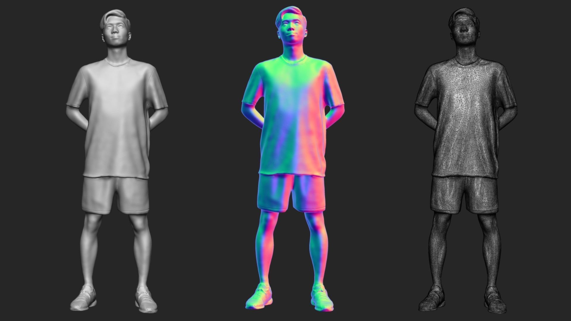 A Young Man Standing Alone 3D model_6