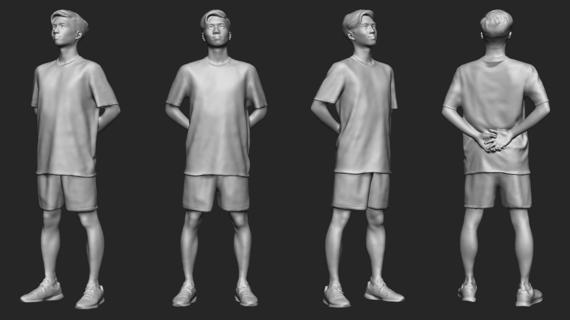 A Young Man Standing Alone 3D model_5